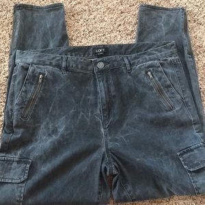 LOFT Gray Skinny Cargo Faded Jeans